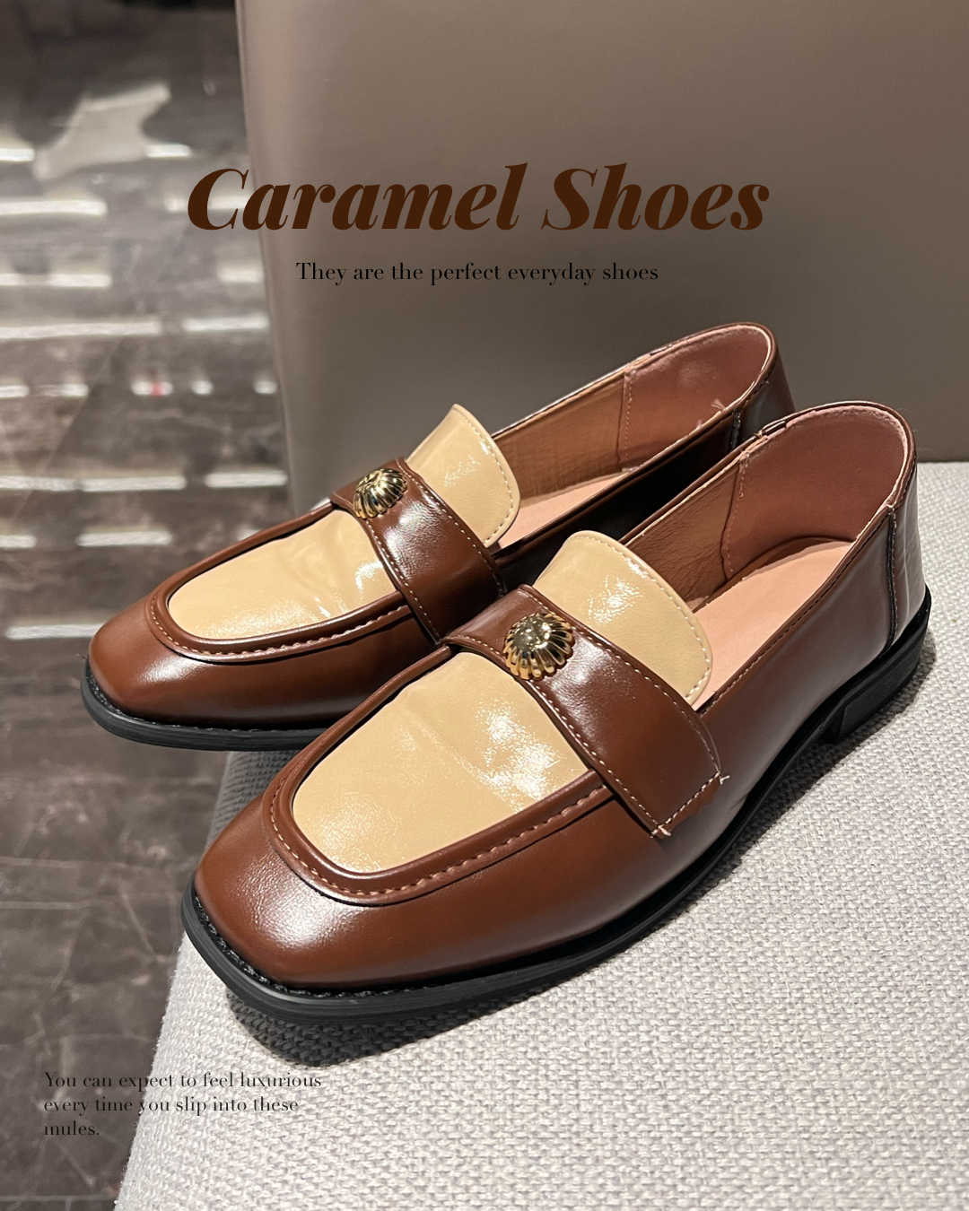 Caramel Shoe 拼色小皮鞋